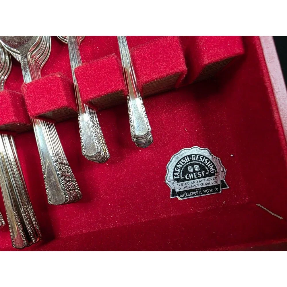 VTG Holmes & Edwards May Queen Silverplate Flatware Set w/Chest 1950s 56 Pc Set
